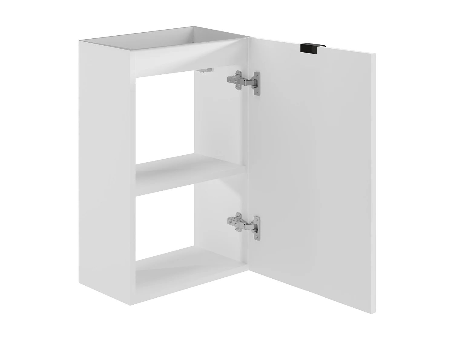 Meuble pour lave main strié porte réversible blanc - H60 x L40 x P22 - VAHIRA