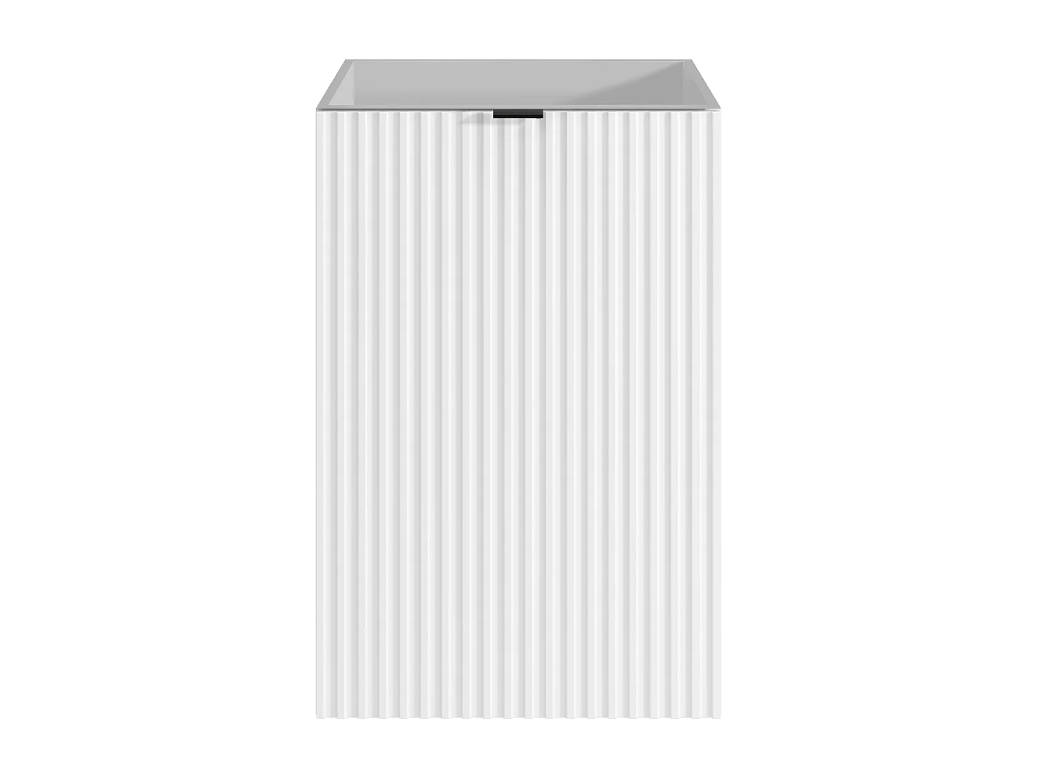 Meuble pour lave main strié porte réversible blanc - H60 x L40 x P22 - VAHIRA
