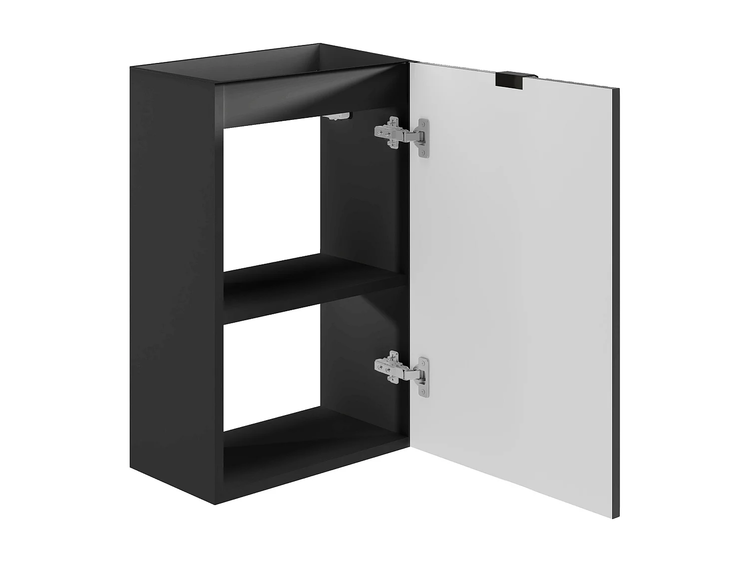Handwaschbeckenschrank geriffelt - Tür wendbar - Schwarz - 60 x 40 x 22 - VAHIRA