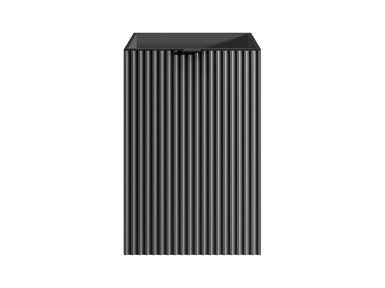 Meuble pour lave main strié porte réversible noir - H60 x L40 x P22 - VAHIRA