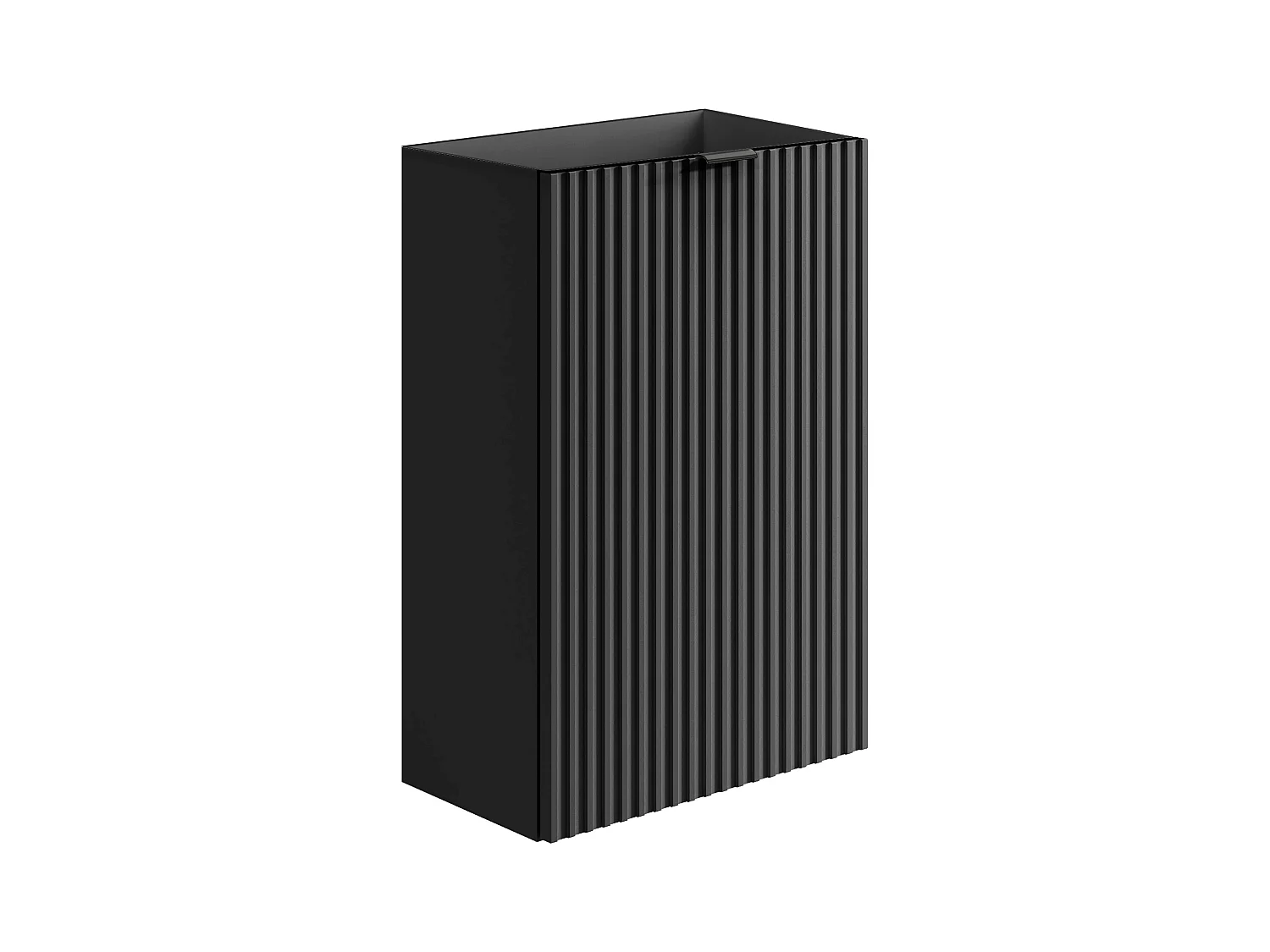 Mueble para lavabo estriado con puerta reversible negro - Al60 x An40 x P22 - VAHIRA