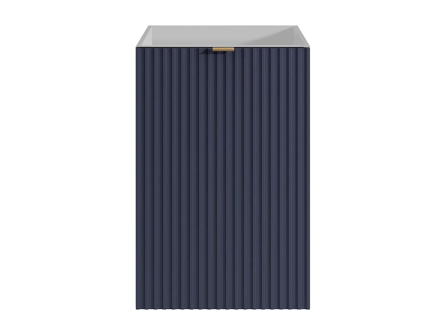 Meuble pour lave main strié caisson blanc et porte réversible bleue - H60 x L40 x P22 - VAHIRA
