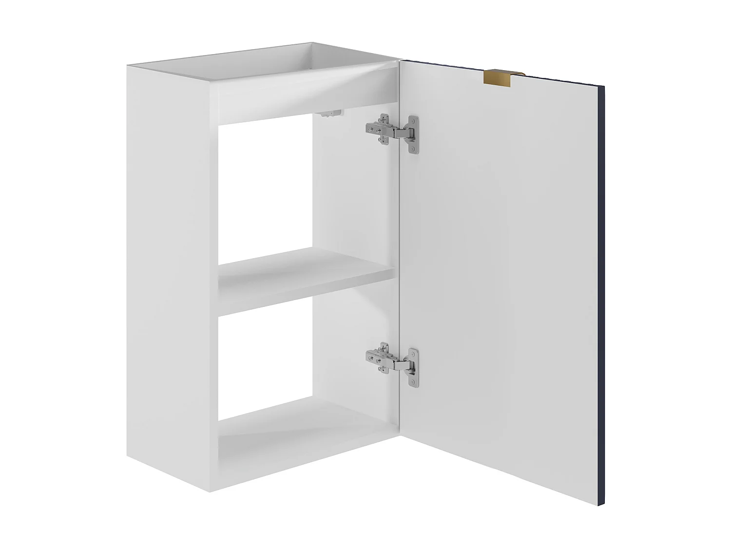 Handwaschbeckenschrank geriffelt - Weißer Korpus & wendbare blaue Tür - 60 x 40 x 22 - VAHIRA