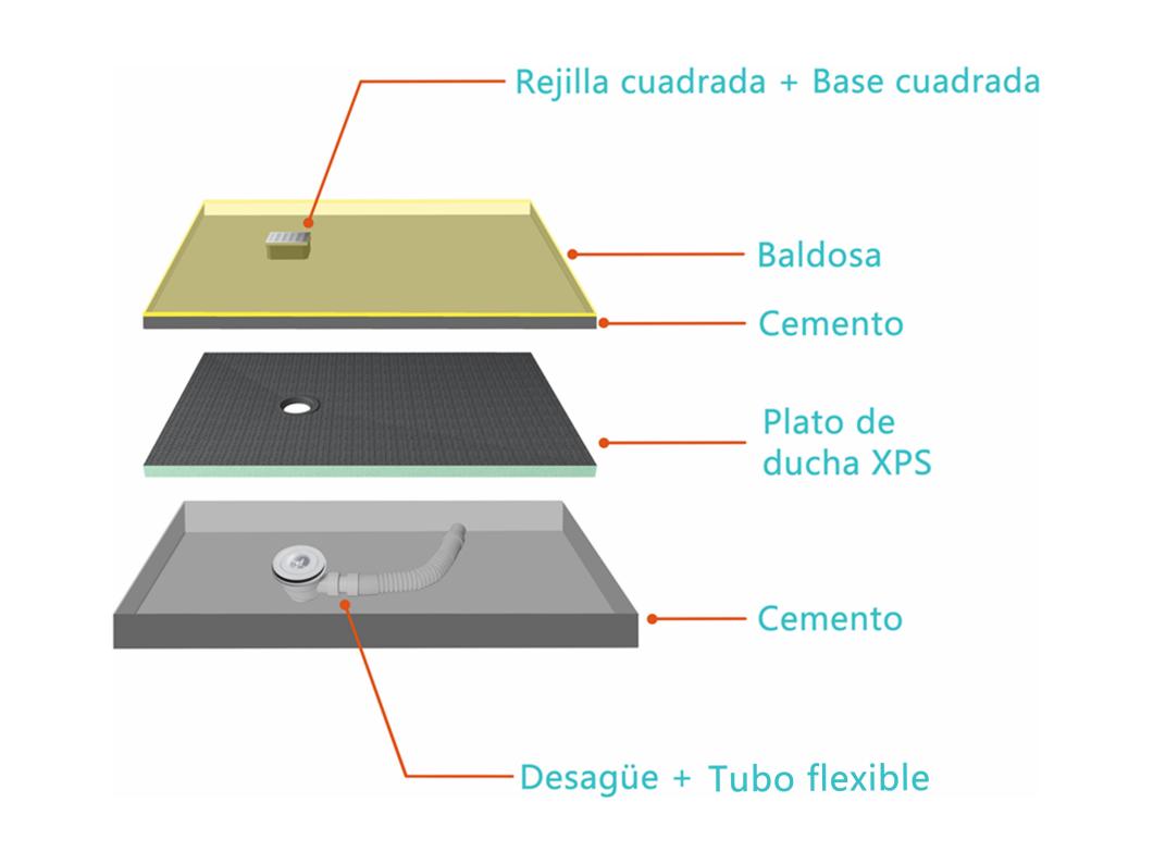 AICA Base de duche XPS com acessórios de drenagem,placa de isolamento à prova d'água,painel de construção,1000x1000x40mm