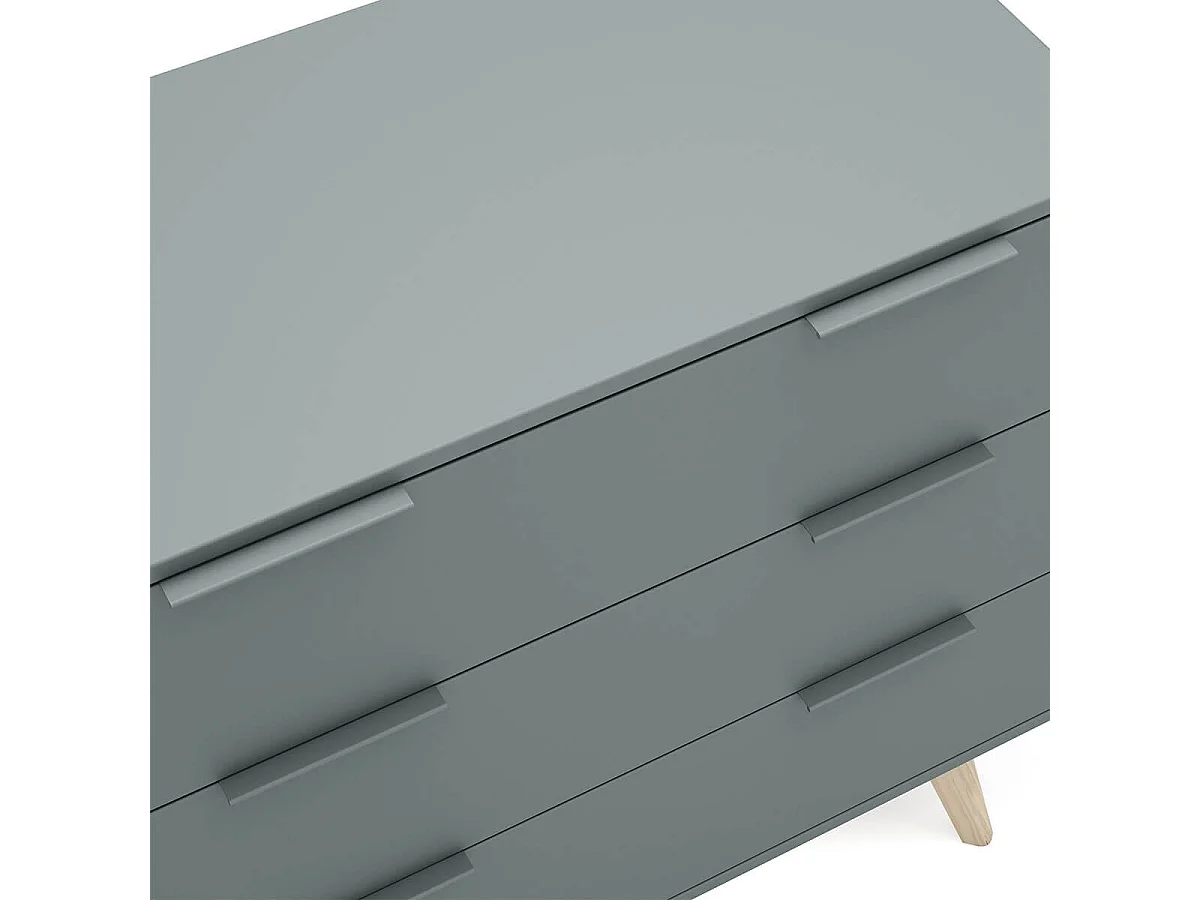 CANACA - Commode 3 Tiroirs Scandinave MDF et Pin Massif Gris Vert