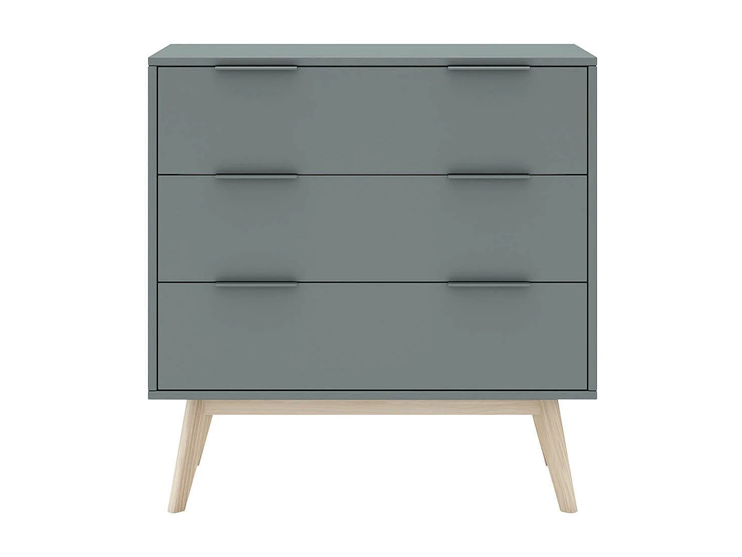 CANACA - Commode 3 Tiroirs Scandinave MDF et Pin Massif Gris Vert