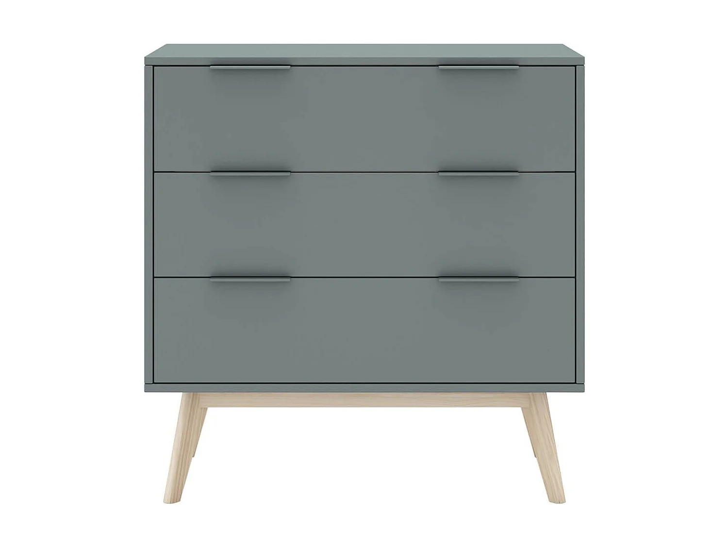 CANACA - Commode 3 Tiroirs Scandinave MDF et Pin Massif Gris Vert