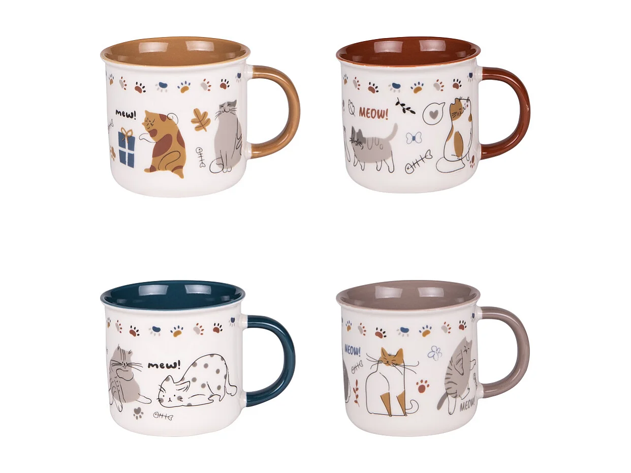 Coffret de 4 mugs Chat 35 cl
