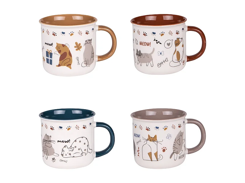Coffret de 4 mugs Chat 35 cl