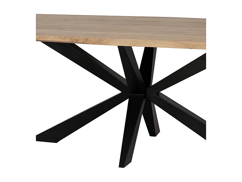 Mesa de jantar de canto cónico em madeira de acácia com acabamento em cor natural 200x100x76