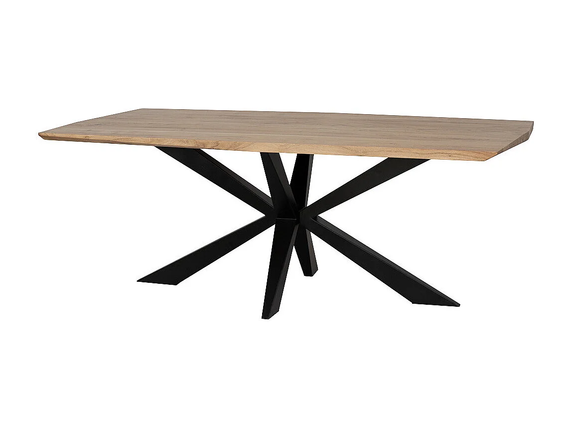 Mesa de comedor borde conico de madera de acacia natural 200x100x76