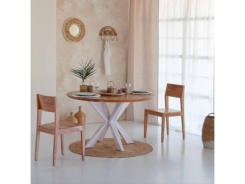 Tavolo da pranzo Swiss Edge gamba a ragno svizzera in legno D130x77