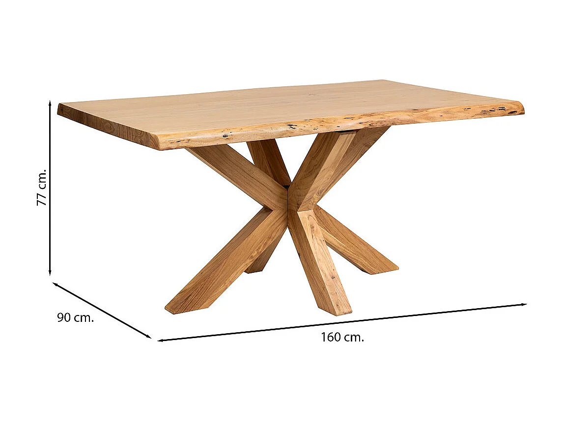 Live-Edge-Esstisch aus Akazienholz, naturfarben, 160 x 90 x 77 cm