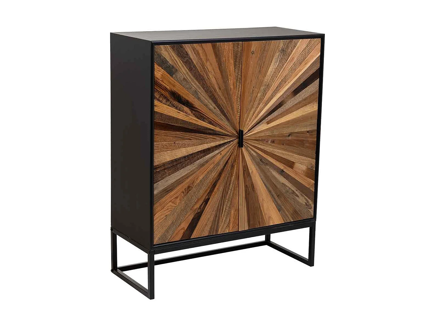 Armário em madeira e metal com 2 portas castanhas 80x37x101