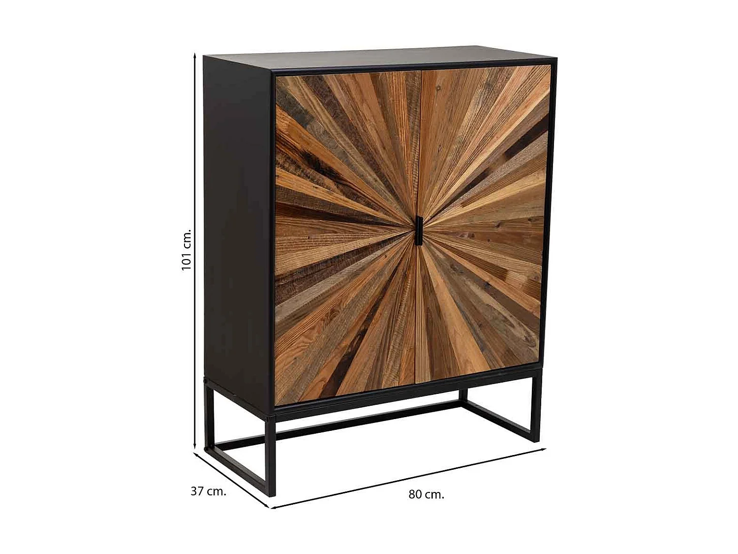 Armário em madeira e metal com 2 portas castanhas 80x37x101