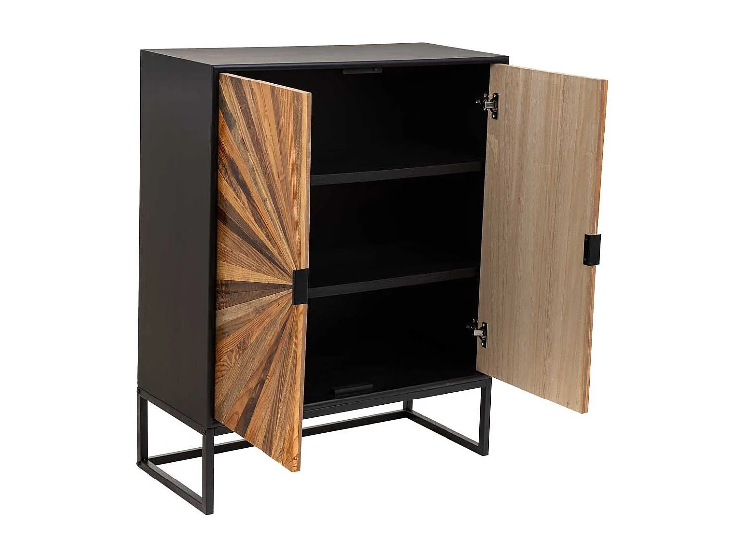 Armário em madeira e metal com 2 portas castanhas 80x37x101