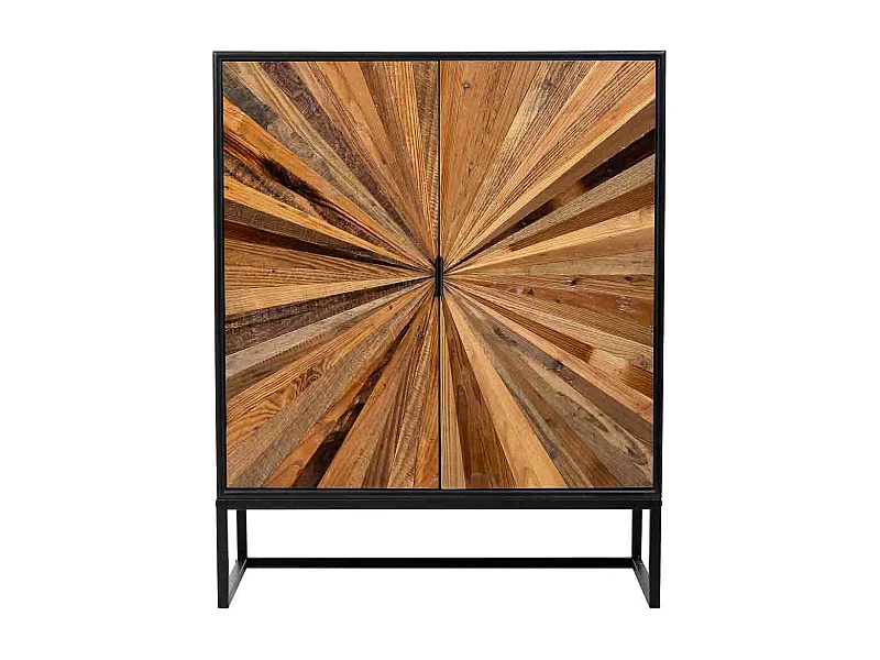 Armadio in legno e metallo a 2 ante marrone 80x37x101