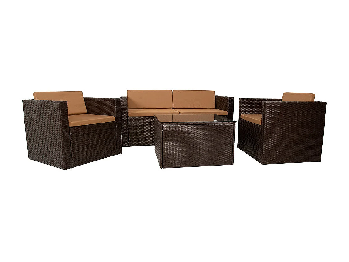 Brauner Tisch, Sofa und 2 Sessel