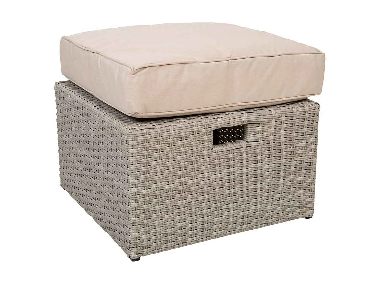 Mesa cinza, conjunto de sofás, 2 poltronas e 2 apoios para pés