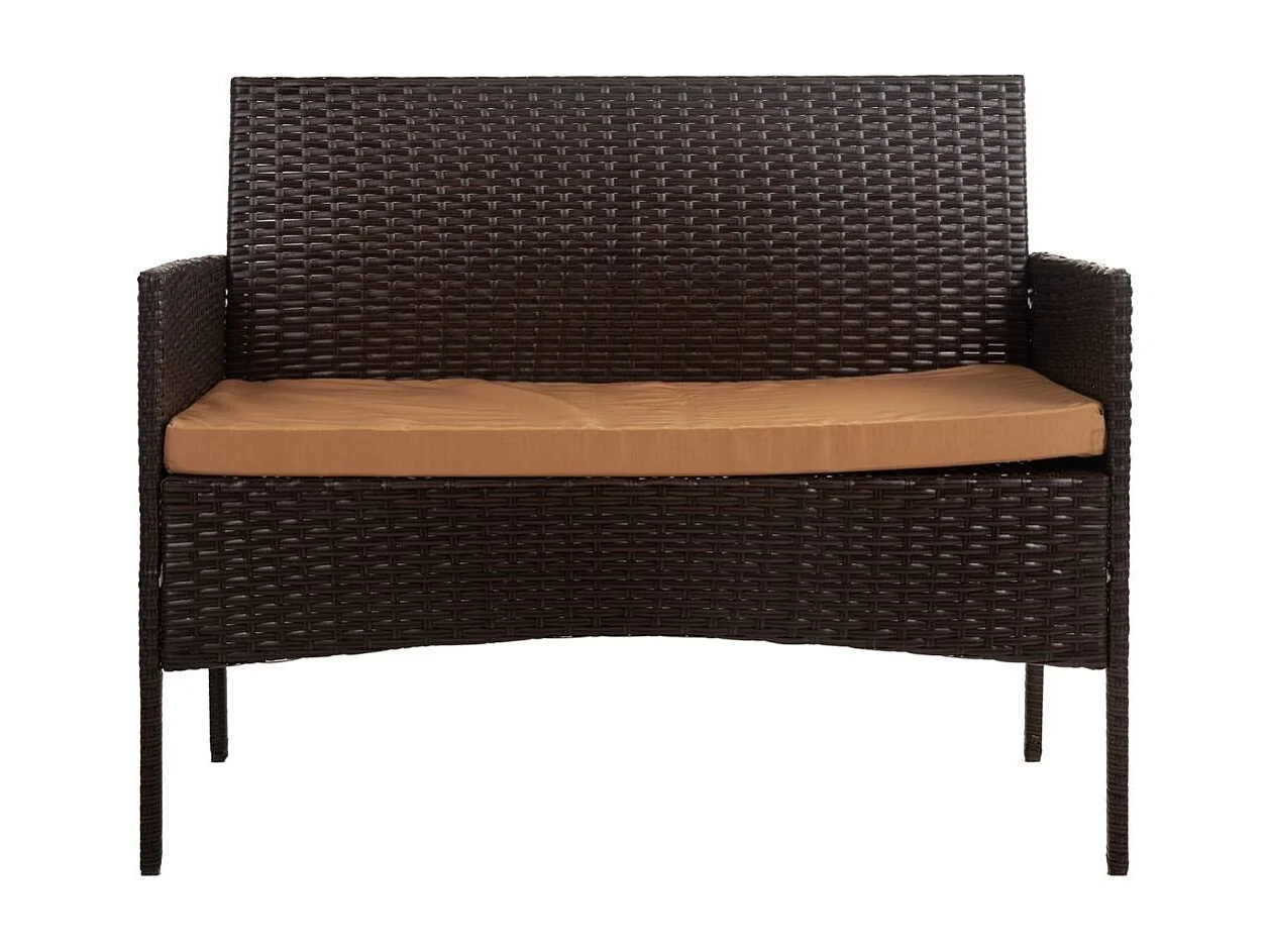 Set mesa, sofá y 2 sillones color marrón