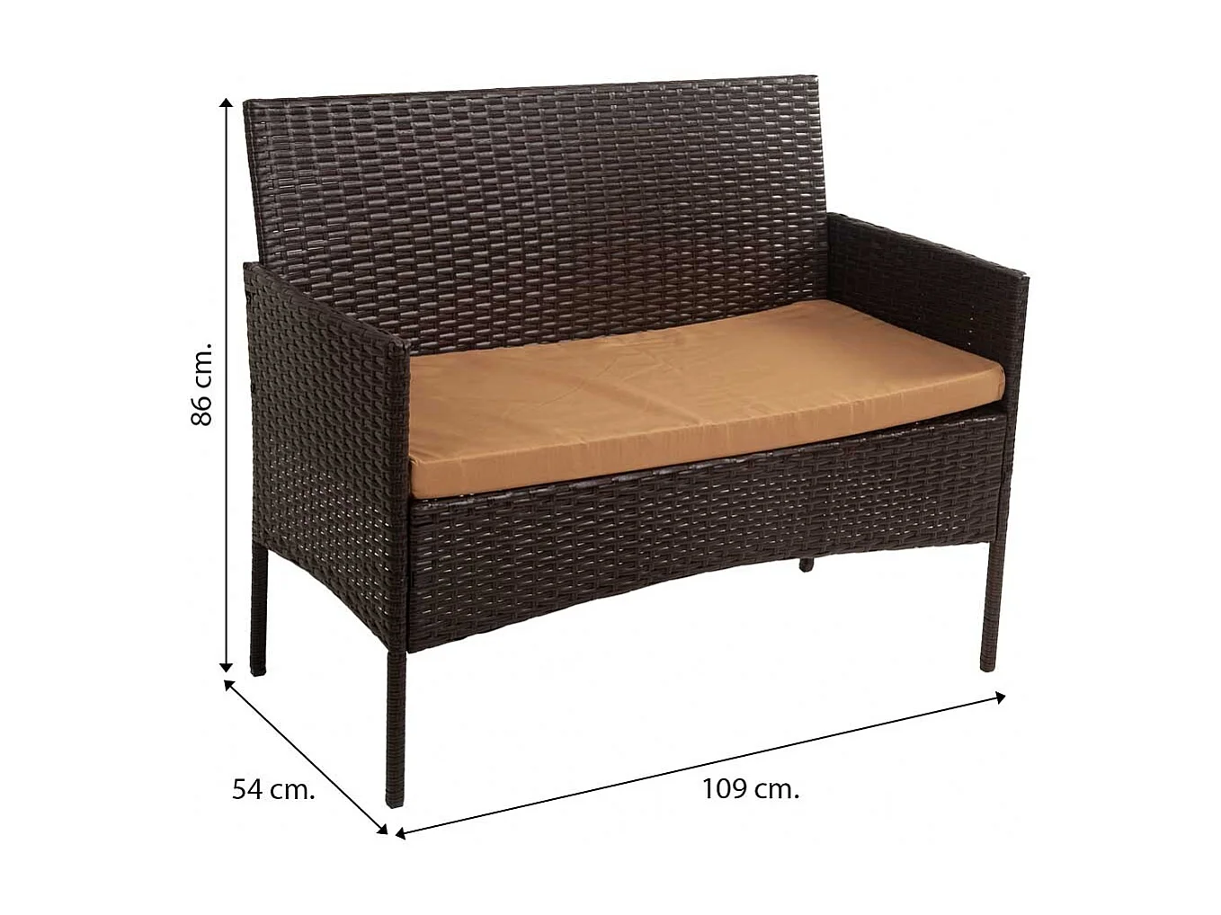 Conjunto mesa, sofá e 2 poltronas marrons