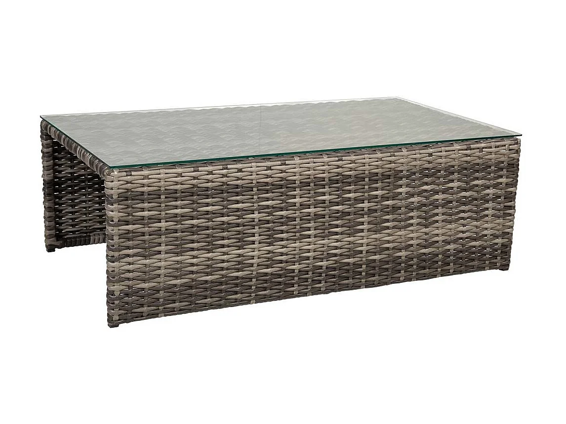 Set tavolo grigio, divano, 2 poltrone e 2 poggiapiedi