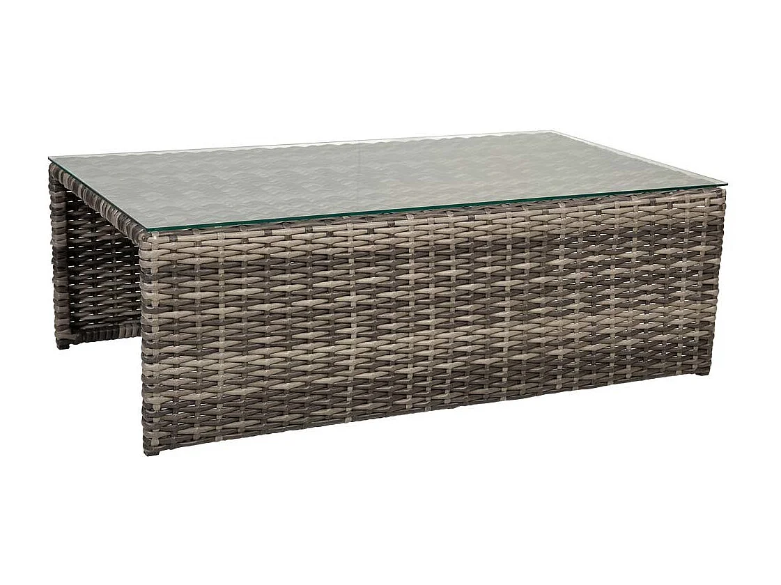 Set tavolo grigio, divano, 2 poltrone e 2 poggiapiedi