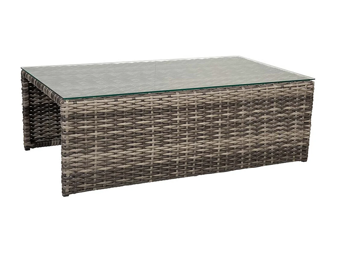 Set tavolo grigio, divano, 2 poltrone e 2 poggiapiedi