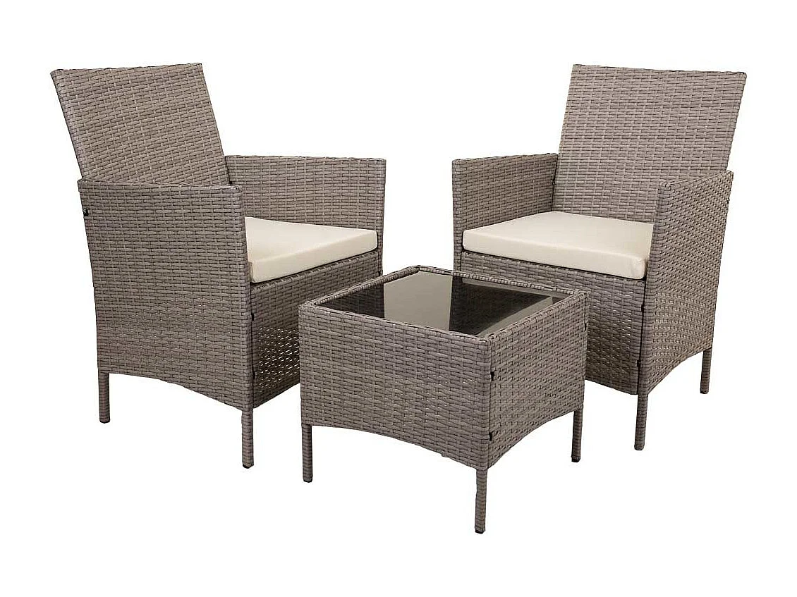 Conjunto de mesa e 2 poltronas cinza