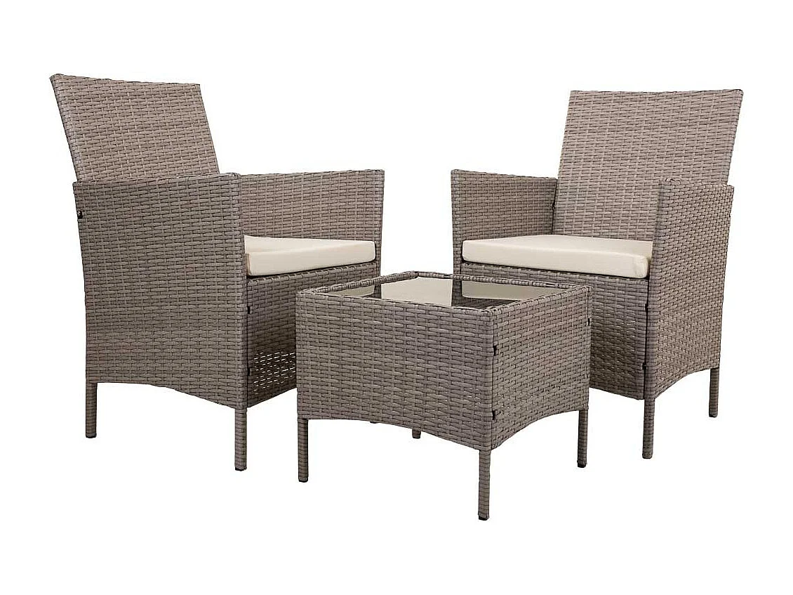 Set mesa y 2 sillones color gris