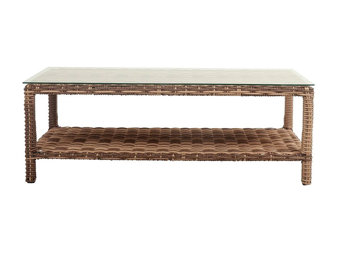 Ensemble table, canapé et 2 fauteuils de couleur marron