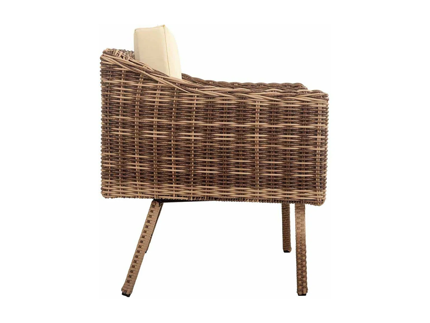 Gedeckter Tisch, Sofa und 2 braune Sessel