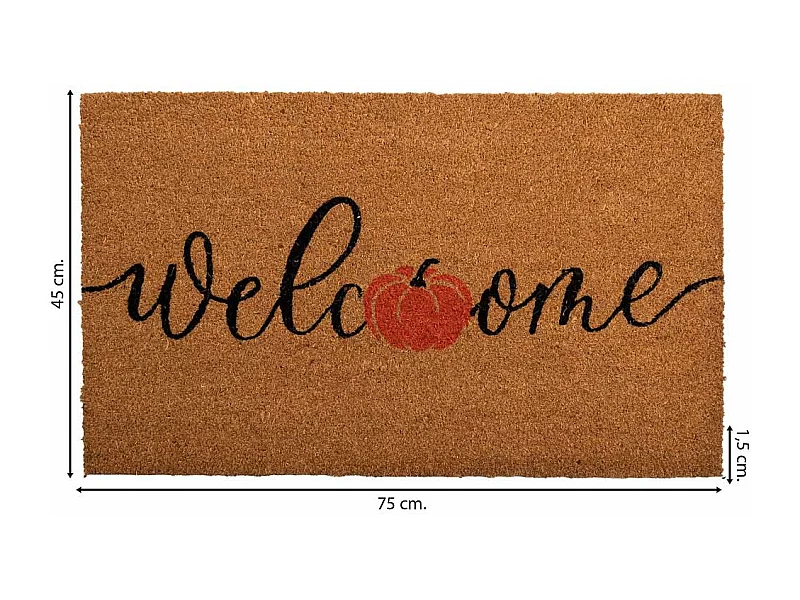 Felpudo fibra natural y goma marrón 45x75x1,5