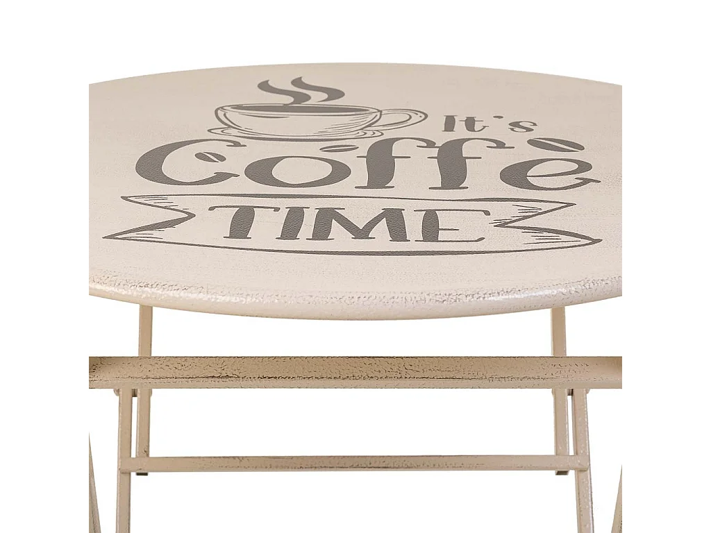 Conjunto de mesa e 2 cadeiras em ferro forjado branco