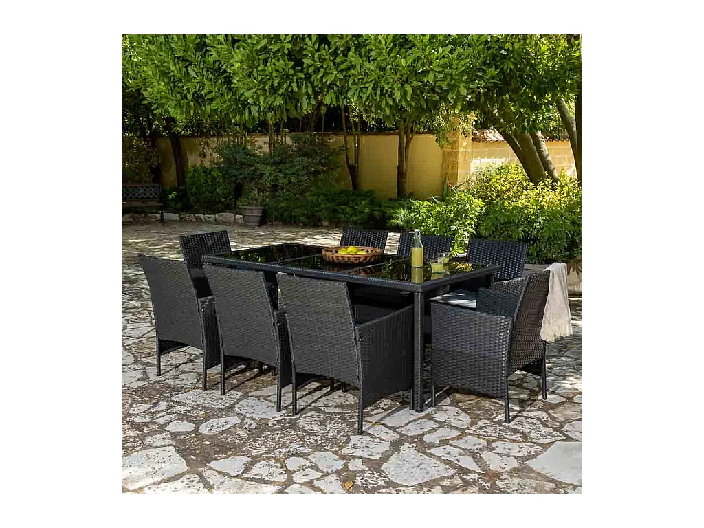 Ensemble table et 8 chaises de couleur noire