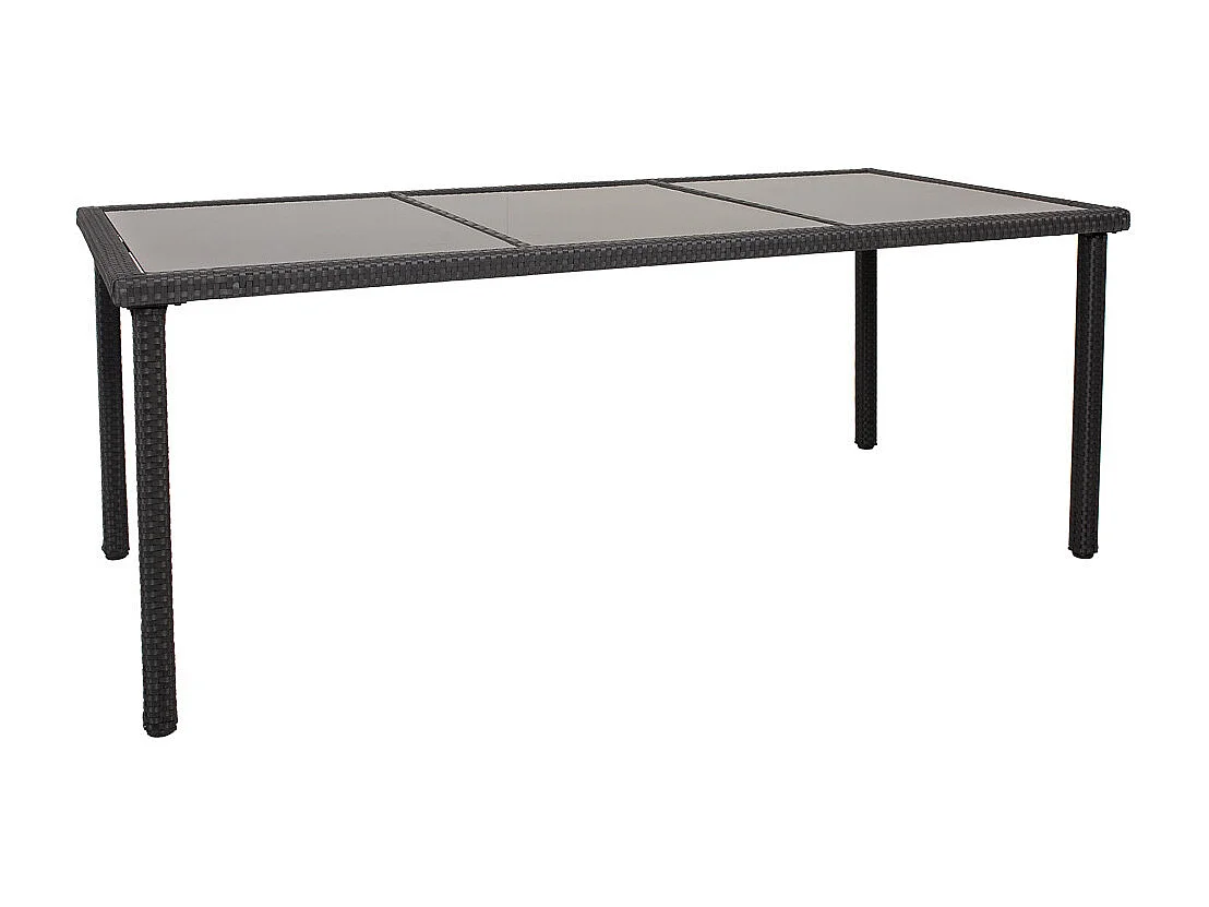 Schwarzer Tisch und 8 Stühle