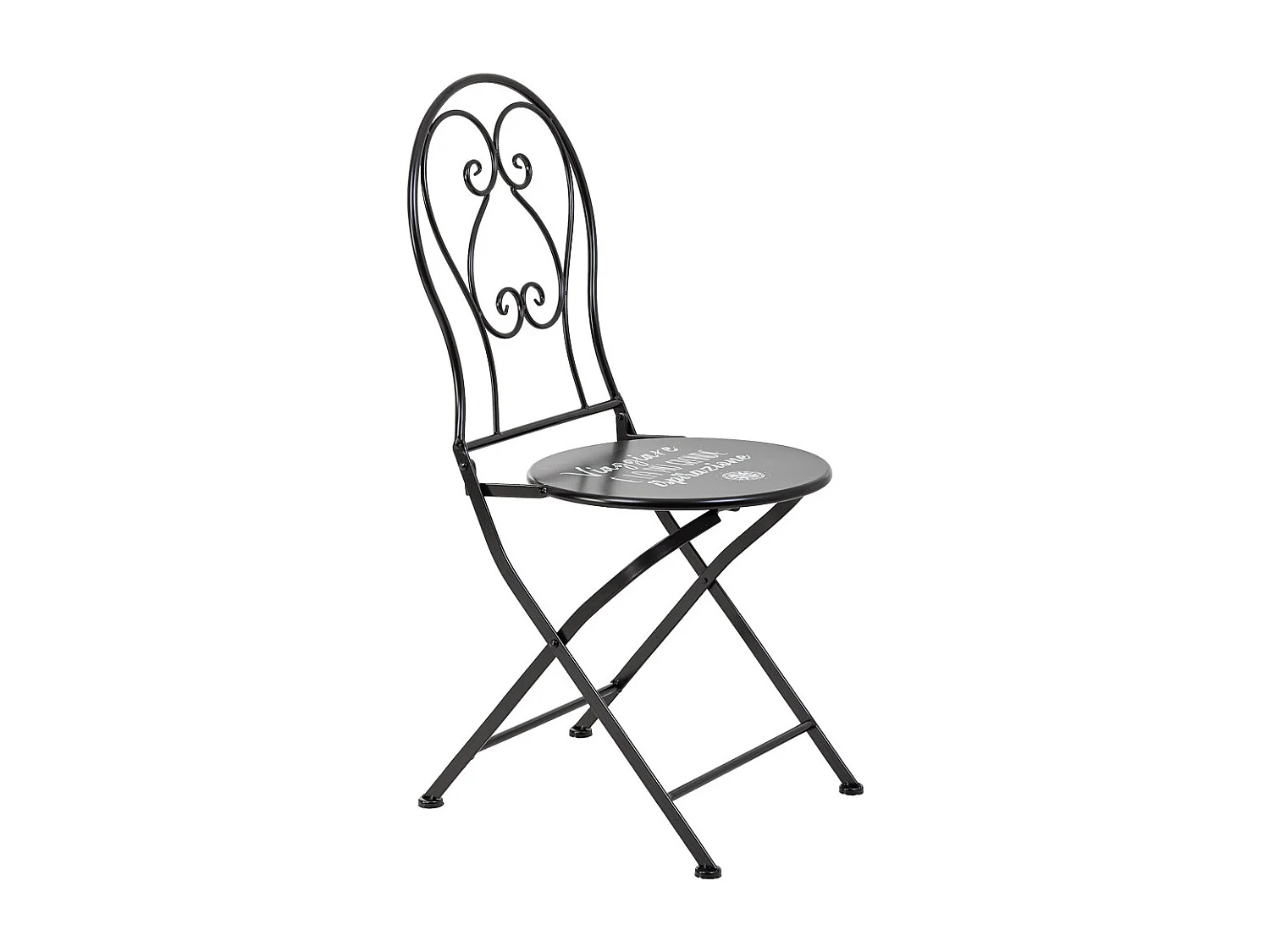 Tischset und 2 schwarze Schmiedeeisenstühle