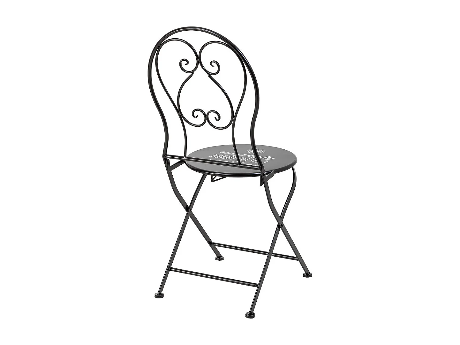 Ensemble table et 2 chaises en fer forgé noires