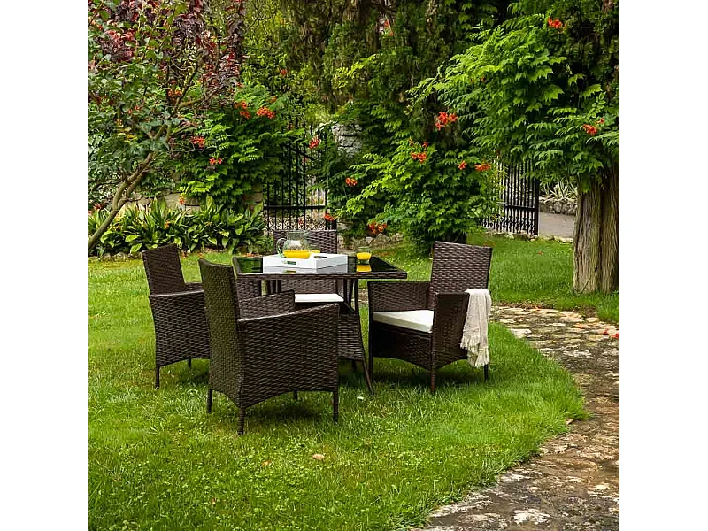 Schwarzer Tisch und 8 Stühle