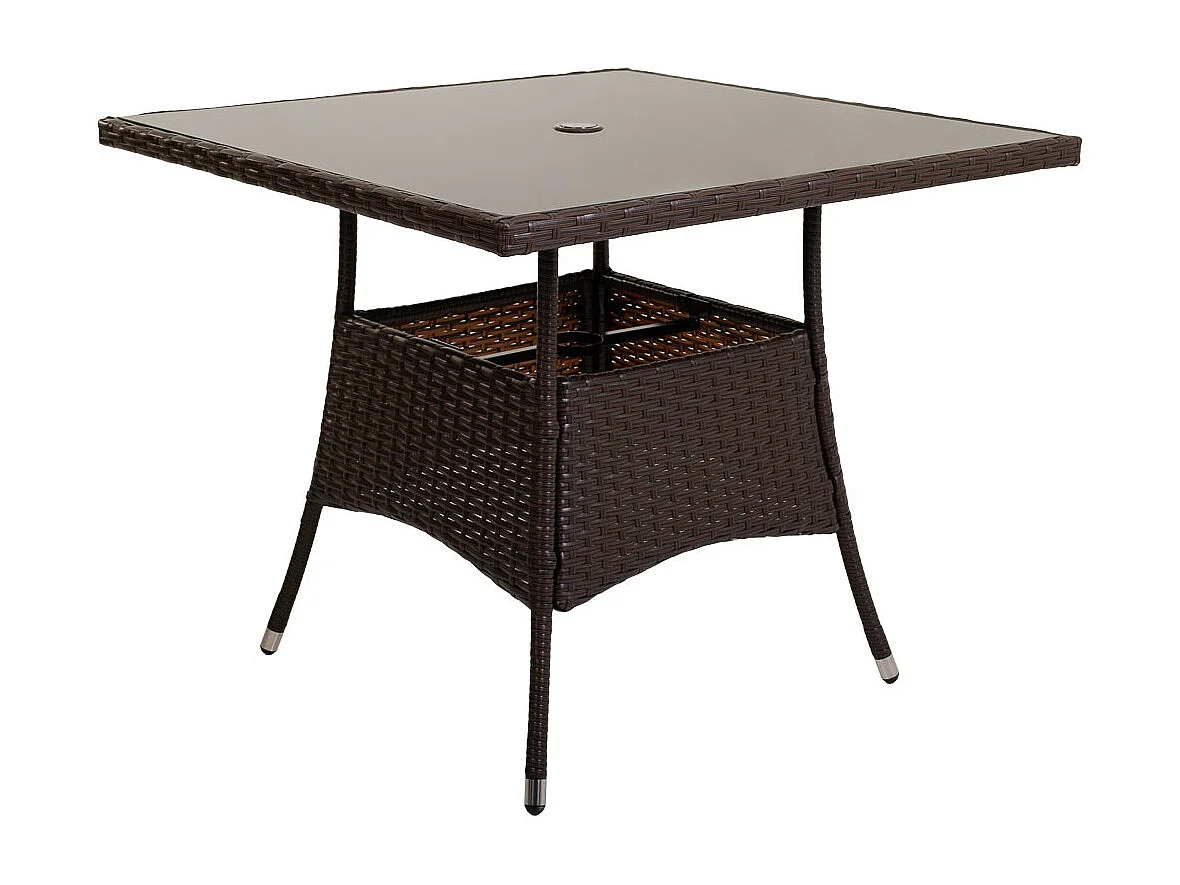 Schwarzer Tisch und 8 Stühle