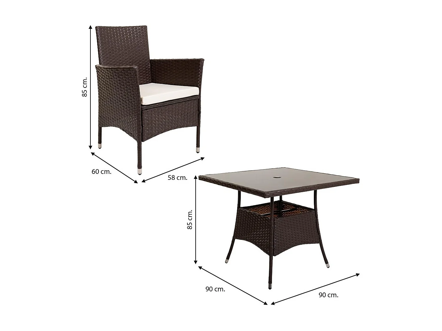 Schwarzer Tisch und 8 Stühle