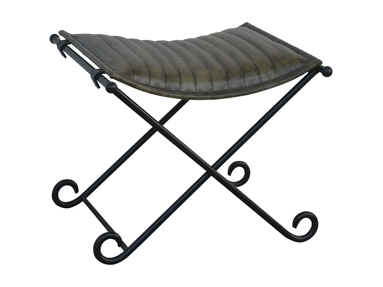 Bank aus Metall und grauem Leder, 52x45x45h cm