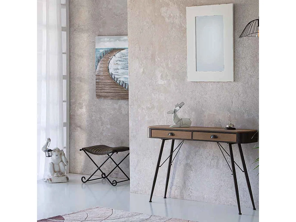 Bank aus Metall und grauem Leder, 52x45x45h cm