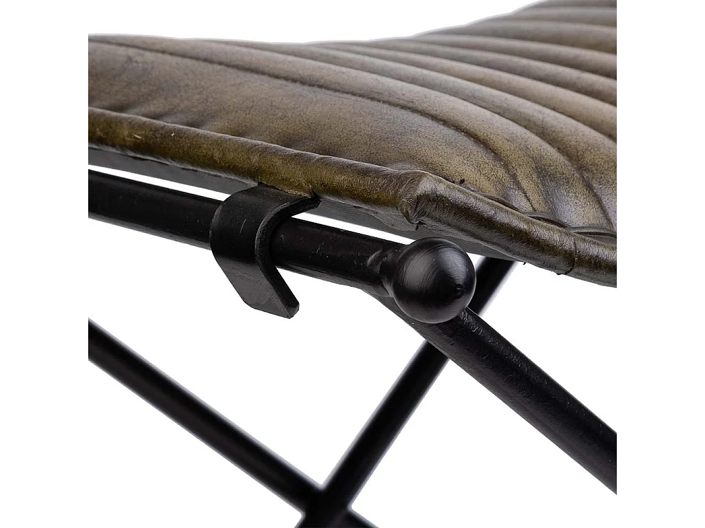 Bank aus Metall und grauem Leder, 52x45x45h cm