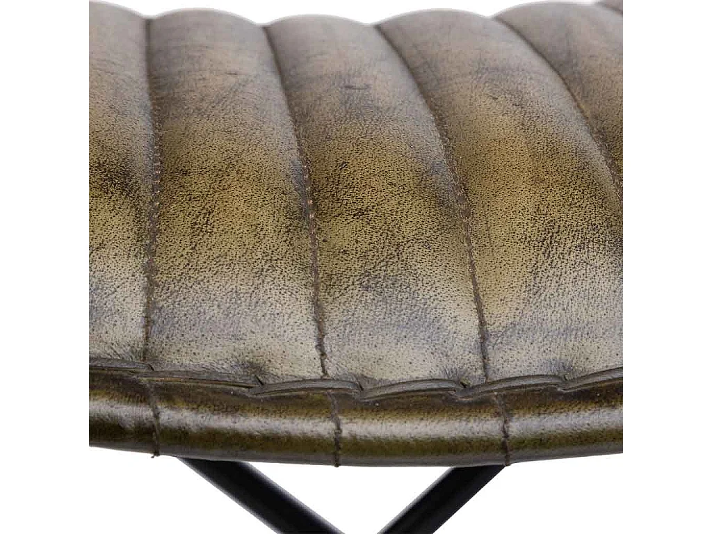 Banc en métal gris et cuir 52x45x45