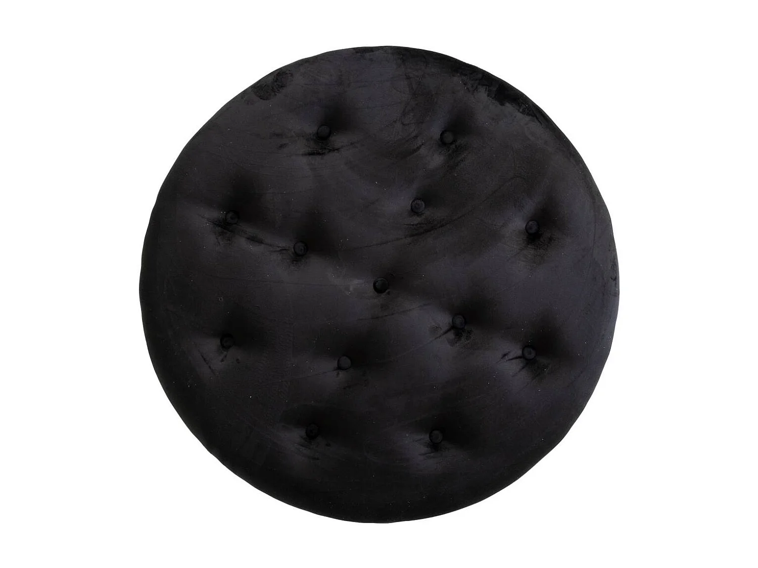 Banc rond en velours noir et métal argenté d91,5x47