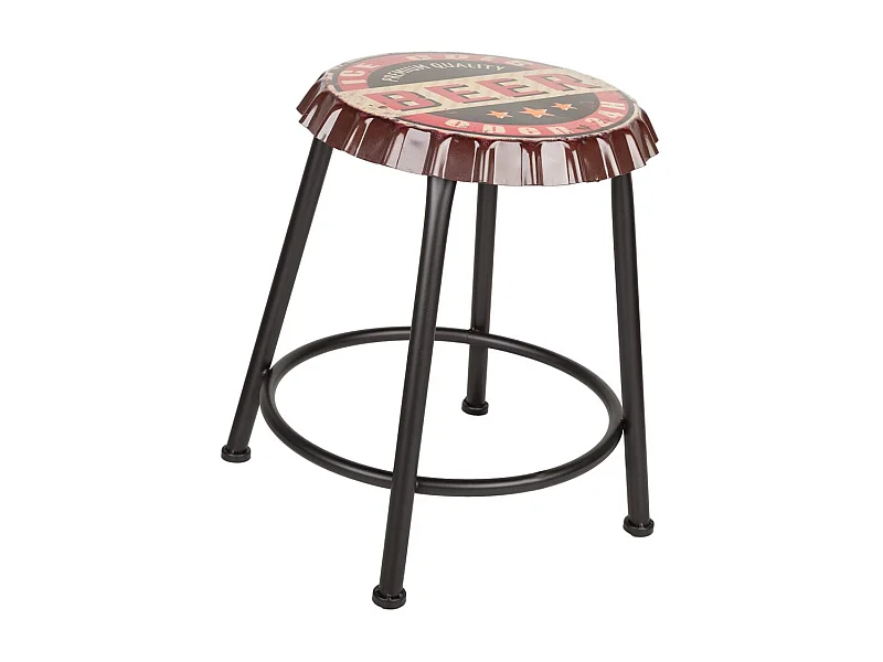 Banc rond en velours noir et métal argenté d91,5x47