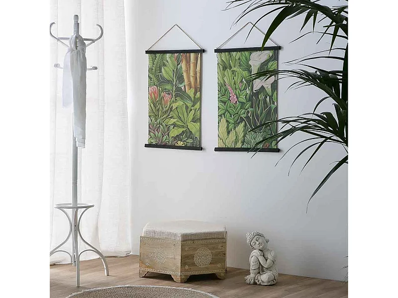 Banco de madeira pintado à mão com almofada marrom 70x60x29