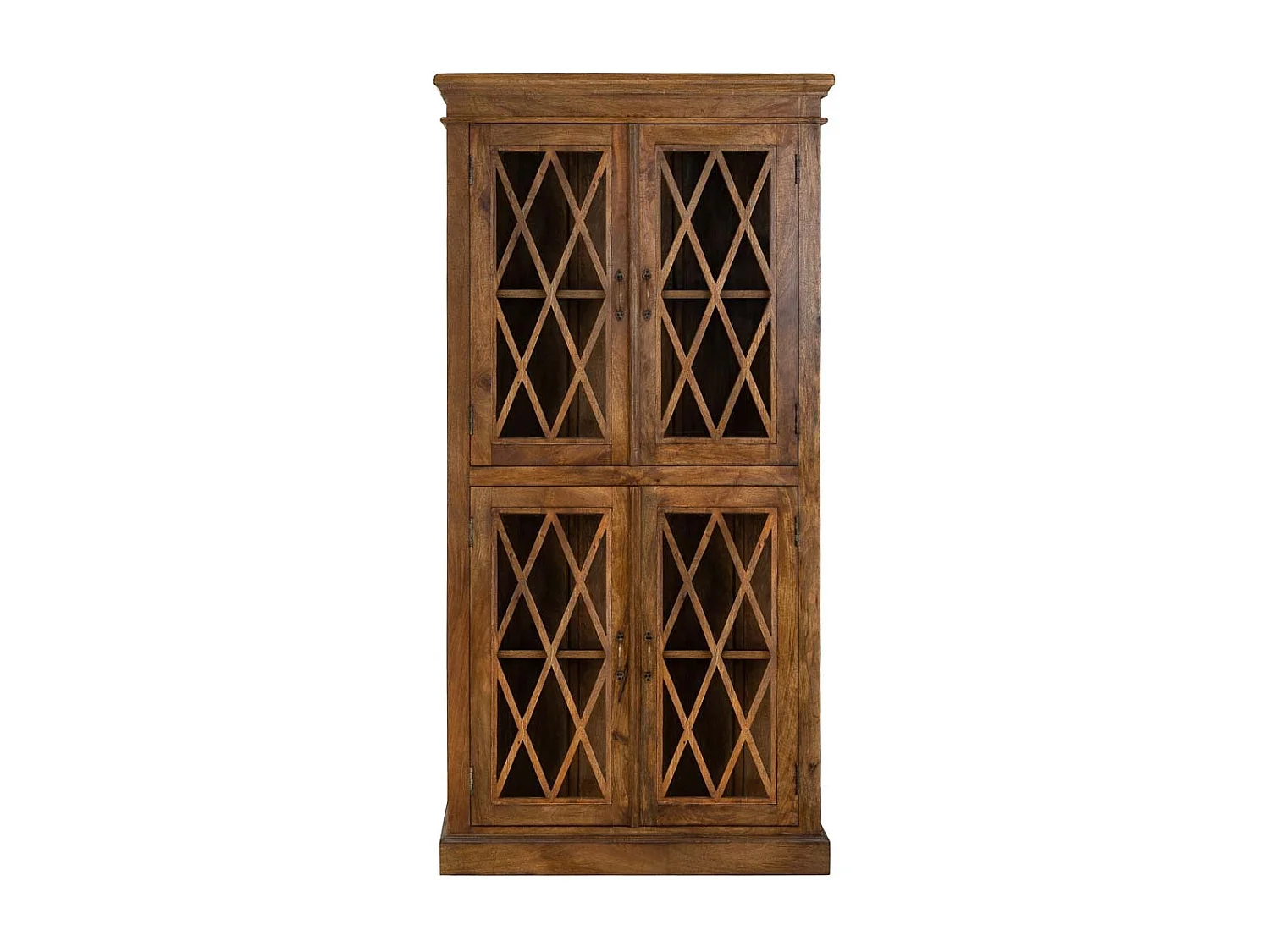 Vitrine en bois et verre finition artisanale avec 2 portes marron 90x40x183