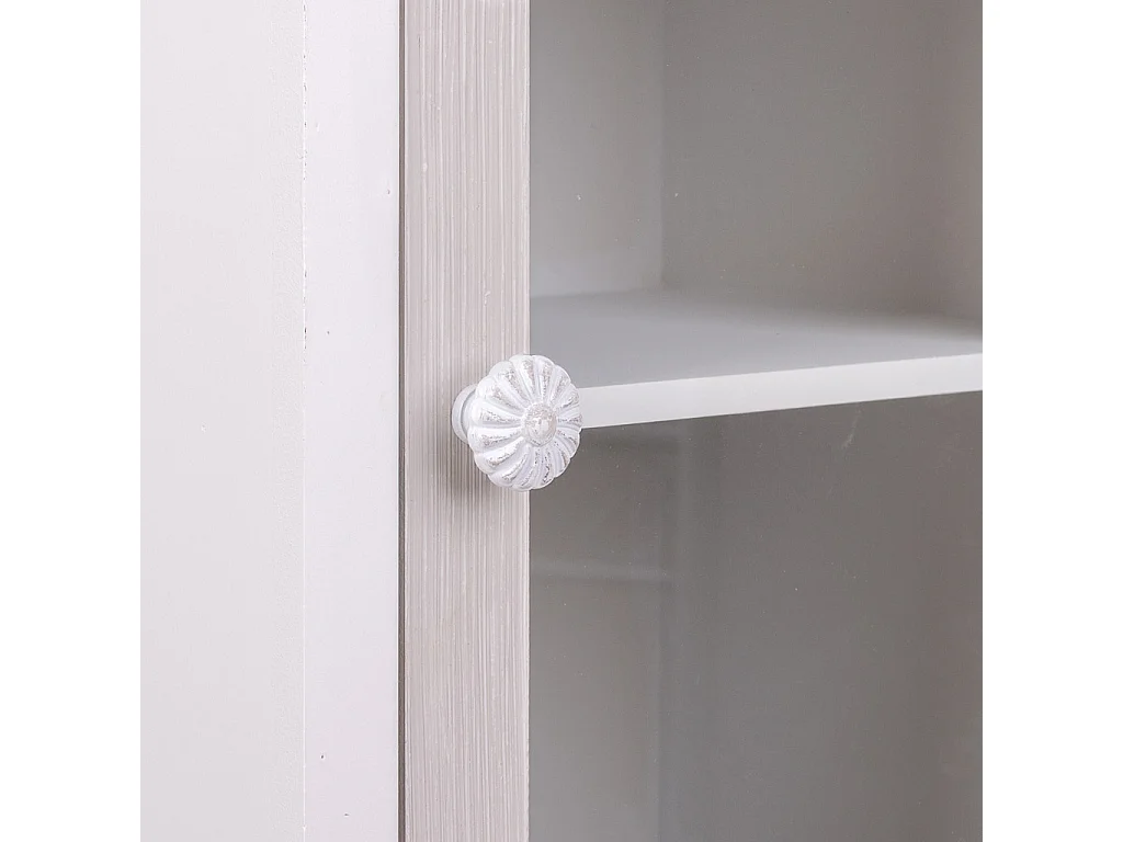 Holzvitrine mit 2 Schubladen und 1 Tür weiß 32x26x80